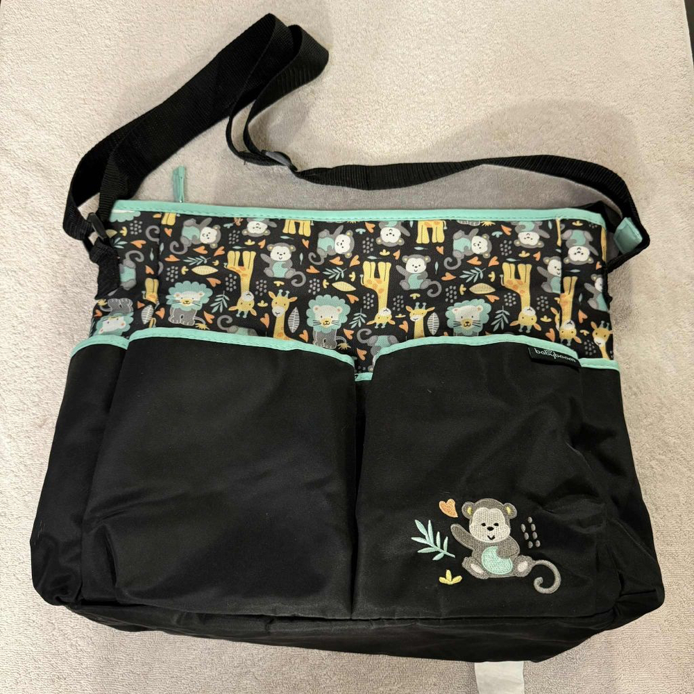 Baby Boom Diaper Bag Black Animal Print One Size